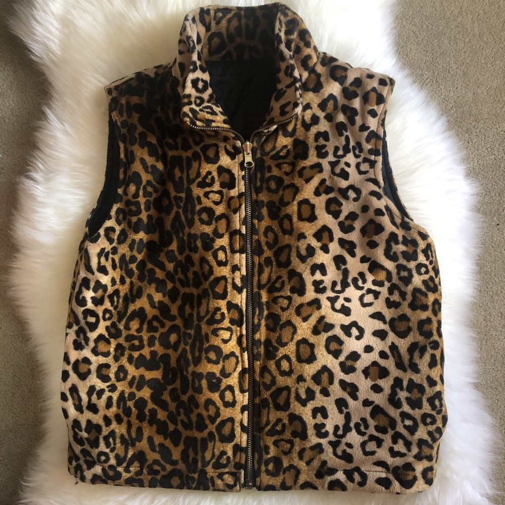 Reversible leopard vest with pockets on both sides SALE!